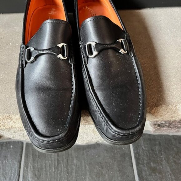 Santoni Black leather bit- loafers main image 8